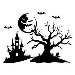 halloween castle vector illustration