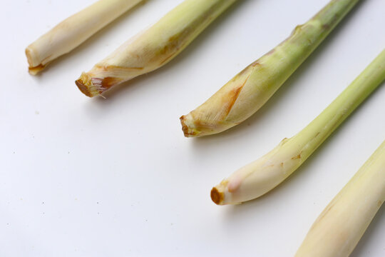 Fresh lemongrass on white background.