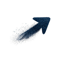 Fototapeta premium Blue glittery arrow points upward on transparency background, creating dynamic and sparkling effect. arrow appears to be in motion, with trail of glitter following its path