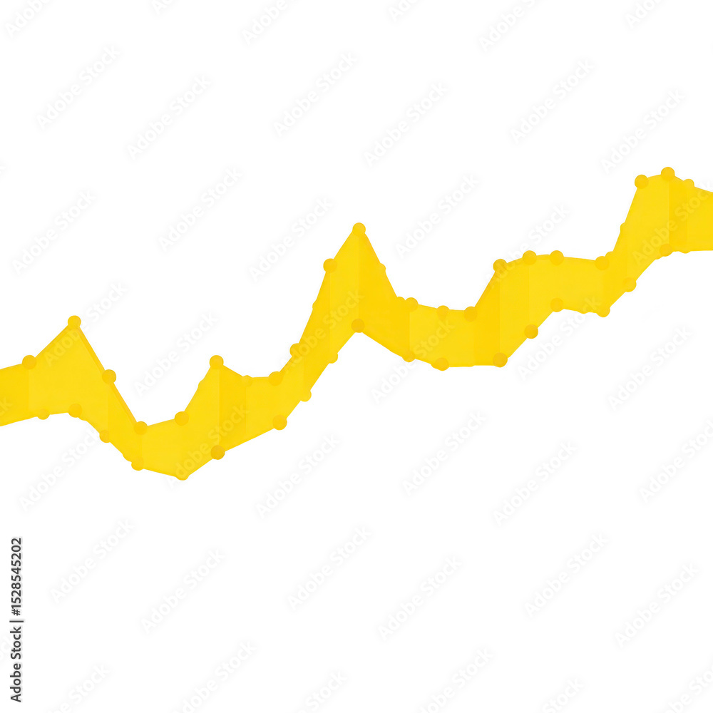 Aufkleber yellow line graph with jagged upward trend on transparent background, representing data analysis or 