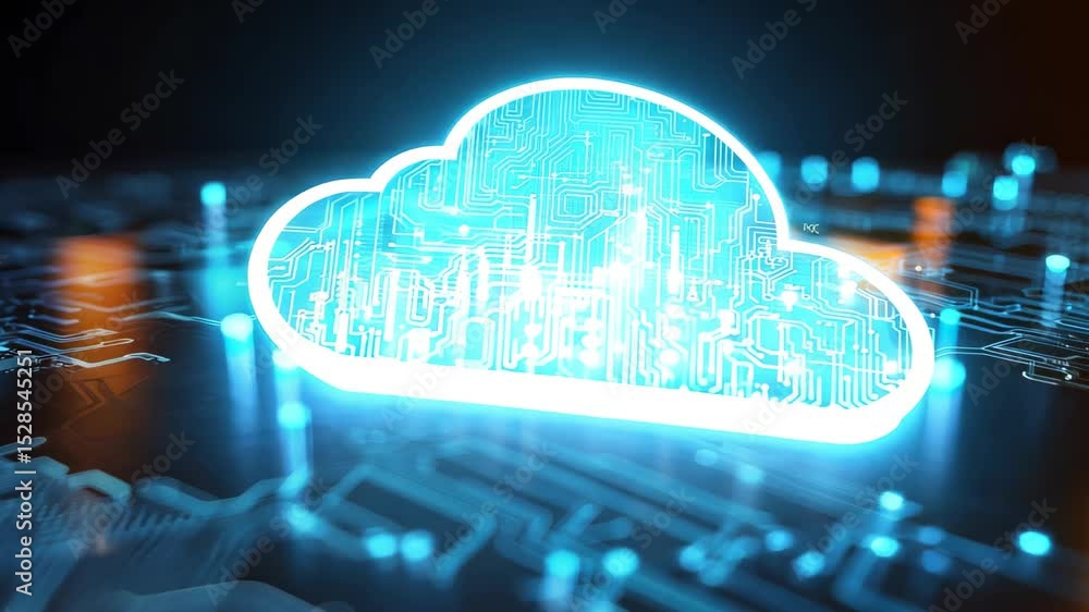 Poster digital cloud technology concept with world map and data connections
