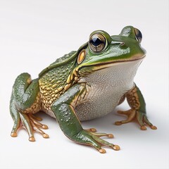 Obraz premium Vibrant Green Frog in Its Natural Wetland Habitat. Animal Close-Up Portrait & Frog Anatomy