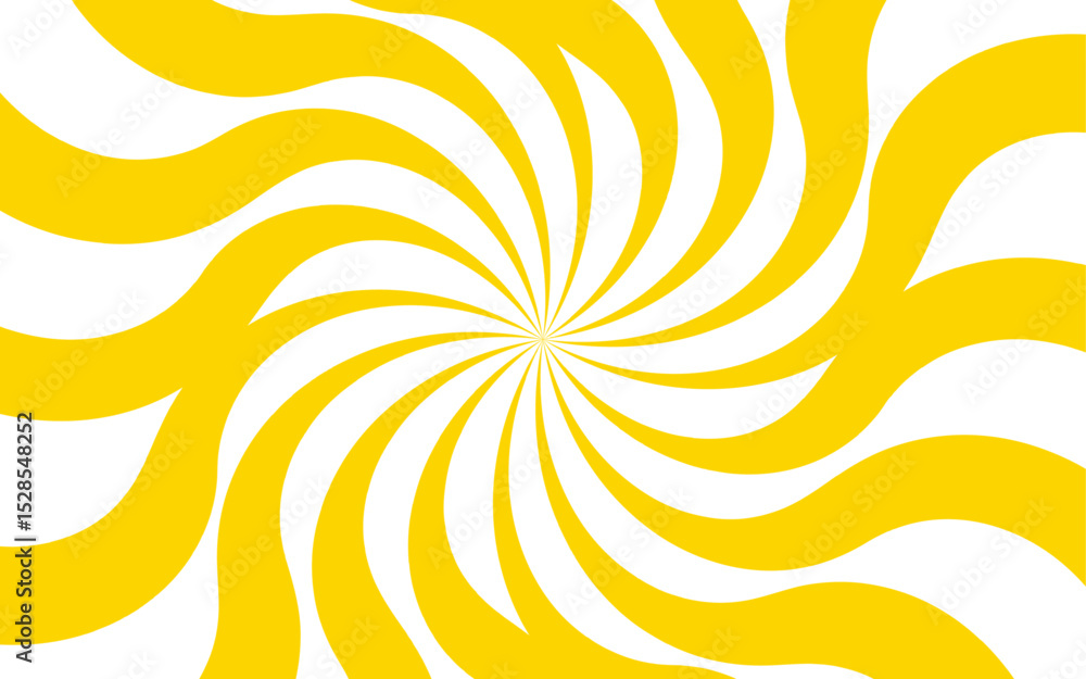 Poster Abstract vivid spiral pattern featuring alternating orange and white wavy radial lines. Dynamic, hypnotic vortex effect. Swirling lines twist outward with curvature with motion and energy.