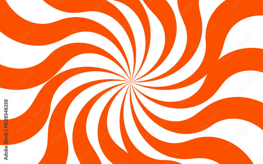 Aufkleber Abstract vivid spiral pattern featuring alternating orange and white wavy radial lines. Dynamic, hypnotic vortex effect. Swirling lines twist outward with curvature with motion and energy.