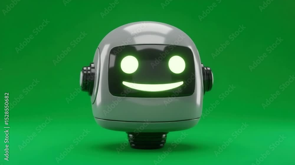 Poster friendly robot: a 3d render of a happy ai