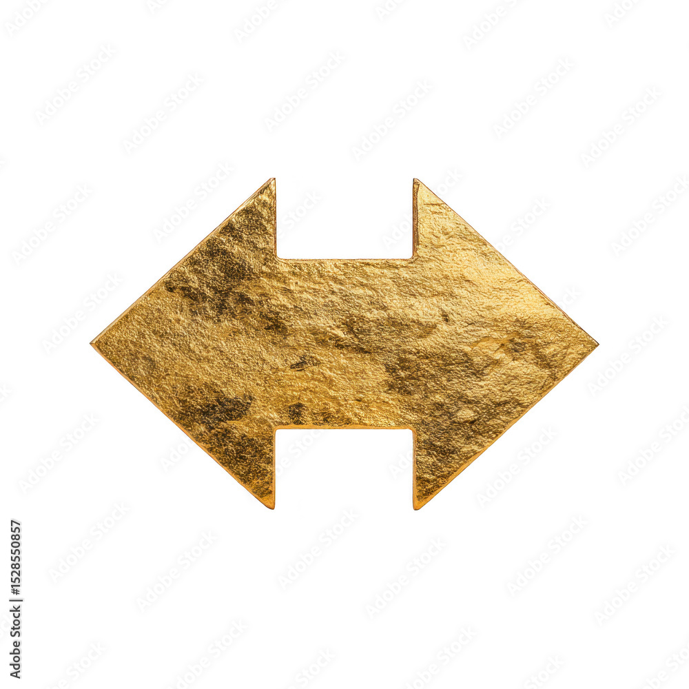 Poster textured gold arrow pointing left and right on transparency background, symbolizing direction and ch