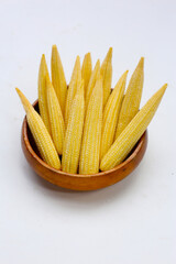 Raw, fresh yellow baby corn