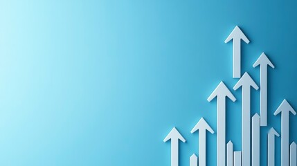 Abstract blue background with upward pointing arrows symbolizing growth, progress, and success.