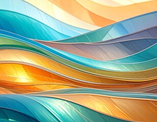 夏のサンセットカラーのステンドグラス風アート