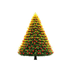 Beautifully decorated Christmas tree adorned with red and gold ornaments, creating festive and joyful atmosphere. lush green branches are perfectly shaped, symbolizing holiday cheer