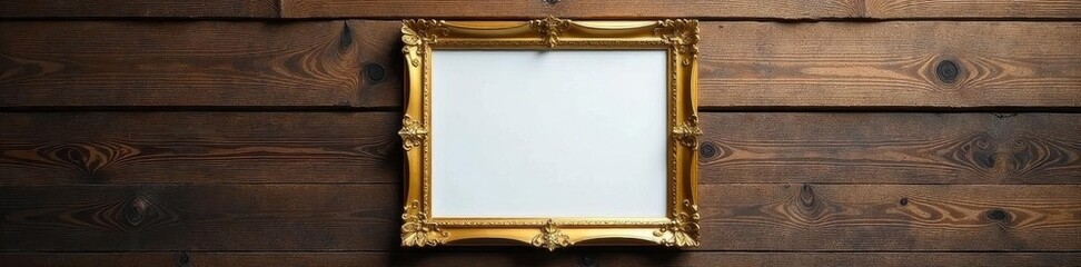 Golden square photo frame mockup on wooden surface , design, image mockup