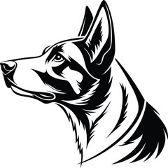 vector illustration of a dog head black silhouette