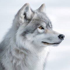 Obraz premium Majestic Grey Wolf Profile in Snowy Wilderness Explore Nature's Predatory Canine in its Natural Habitat