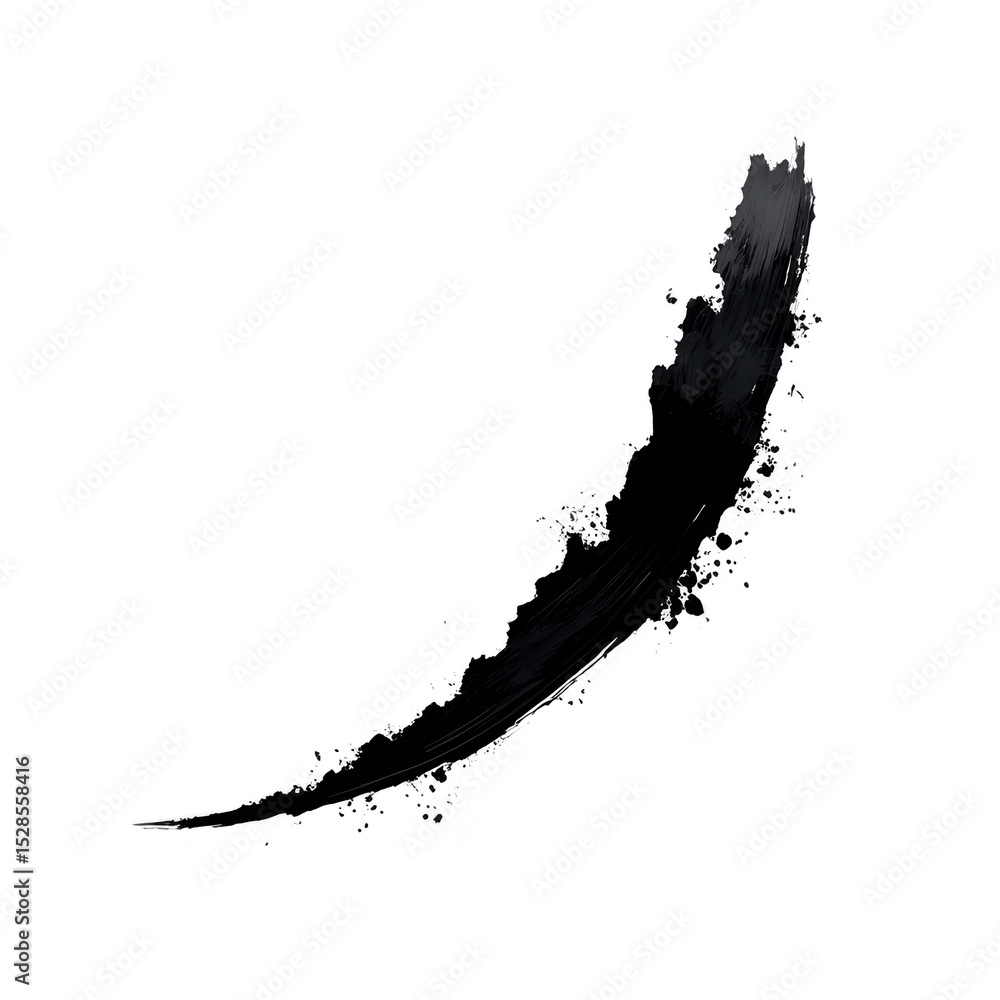 Poster dynamic black brushstroke on transparent background, showcasing artistic and expressive style. strok