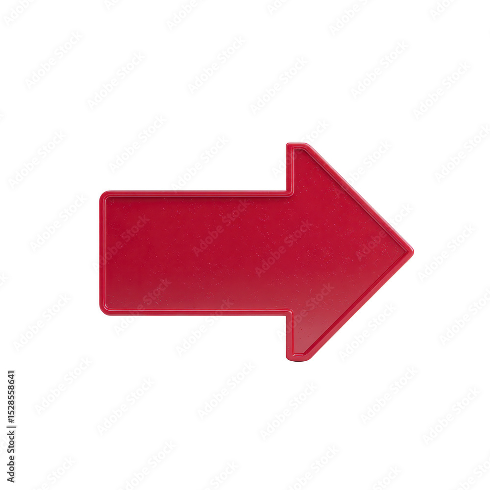 Poster red arrow pointing to right on transparent background, symbolizing direction or movement. arrow is b