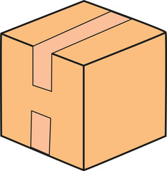 Vector Cardboard Box Icon for Delivery, Packaging, Shipping Logistics, Courier Services, and E-commerce Design Projects
