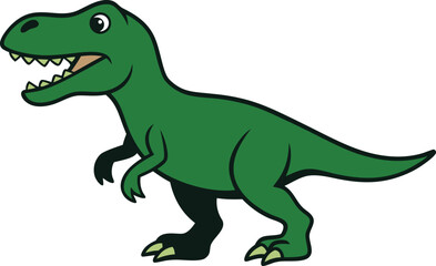 Fototapeta premium Cute green t rex dinosaur silhouette isolated on white background
