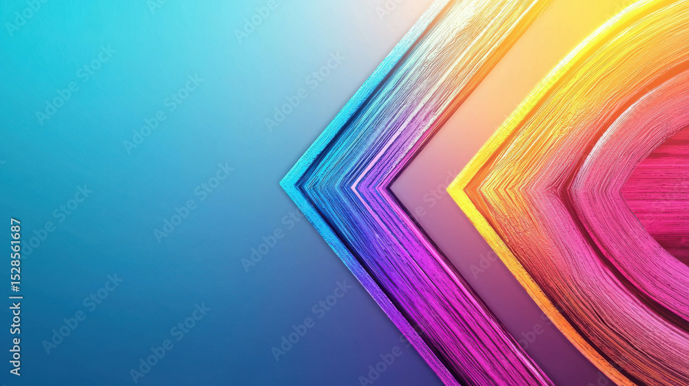 Poster abstract geometric lines in vibrant colors creating dynamic visual effects against a smooth gradient