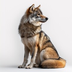 Fototapeta premium Majestic Wolf Portrait. Exploring the Beautiful and Serene Wilderness of Endangered Canine Wildlife in Their Natural Habitat