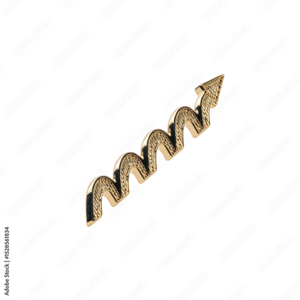 Poster gold zigzag arrow with textured surface pointing upward, symbolizing growth and progress. arrow uniq