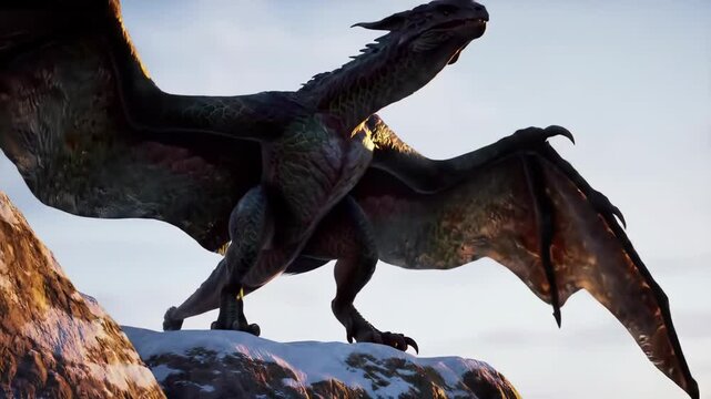 Two dragons on rocky terrain