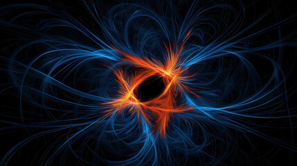Dynamic Swirls of Blue and Orange Light Creating a Futuristic Abstract Background with Energy Flowing Through an Artistic Design