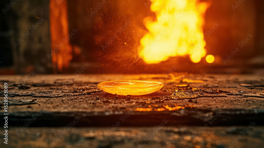 Poster warm glow of a candle on a rustic table surrounded by flickering flames creating a cozy and intimate