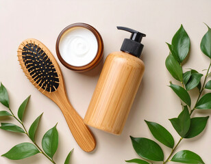 Natural Hair Care Routine Bamboo Hairbrush, Conditioner, and Shampoo for Healthy, Shiny Hair