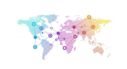 Fototapeta premium Global network connects continents vividly