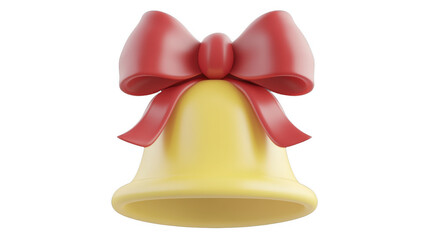 Festive yellow bell with a red bow on a transparent background, PNG image, PNG file.