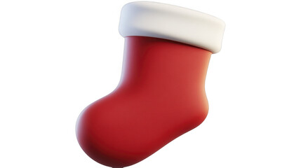 Festive red stocking with white trim on a transparent background, PNG image, PNG file.