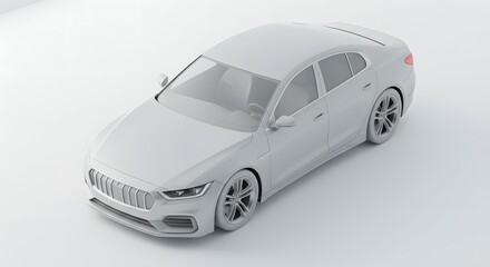 Clean White Car Model: Automotive Design Study