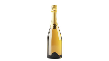 Sealed golden champagne bottle on a transparent background, PNG image, PNG file.