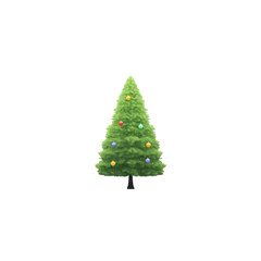 Fototapeta premium Decorated Christmas tree with colorful ornaments stands against plain background, evoking festive and joyful atmosphere