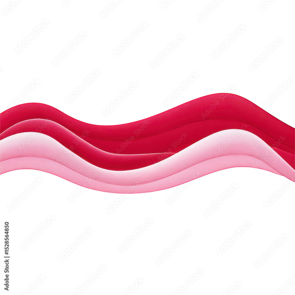 Poster series of smooth, wavy lines in varying shades of red and pink create dynamic and abstract design. f