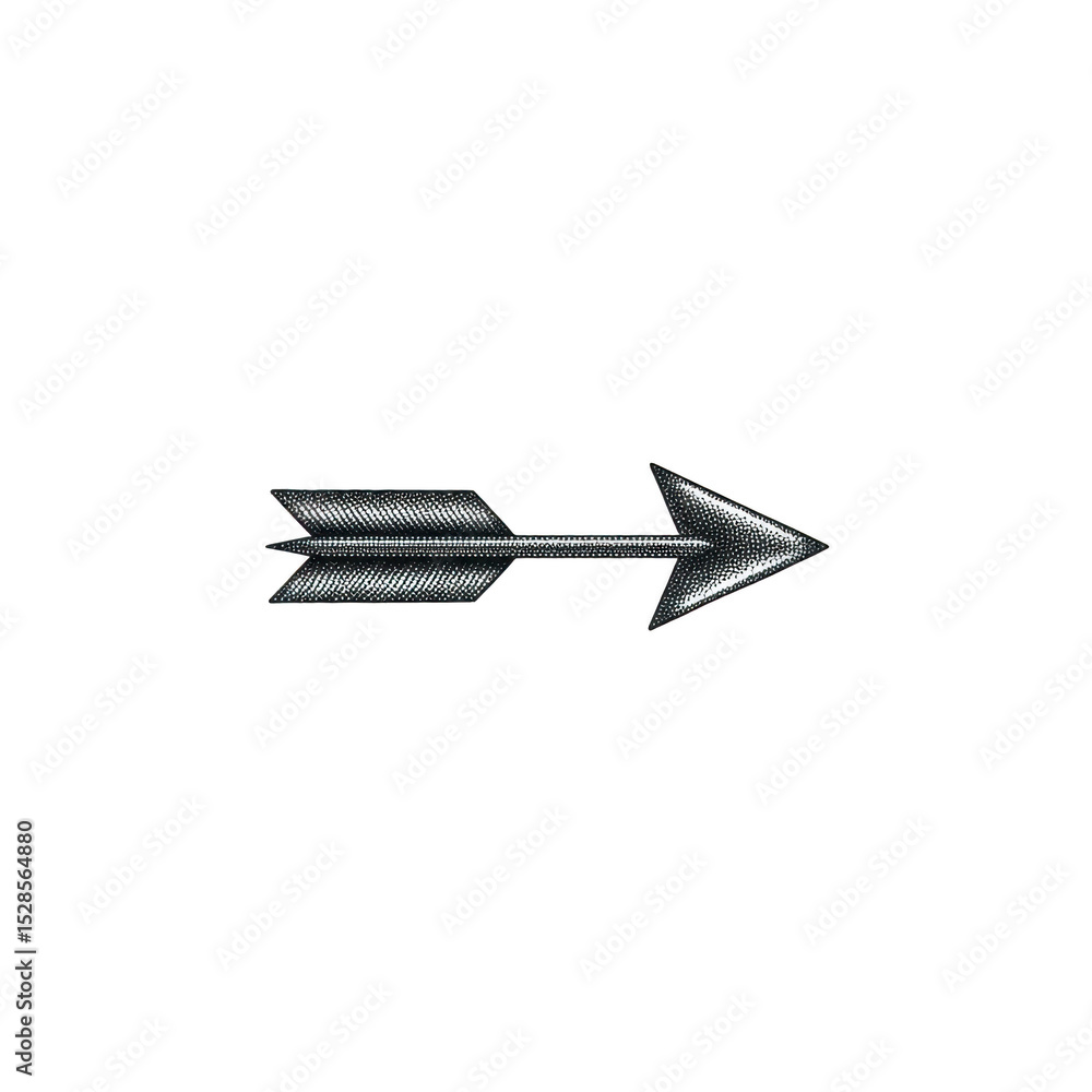 Poster sleek metallic arrow with textured surface pointing to right, symbolizing direction and movement. ar