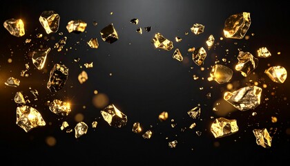 golden stars on black background 浮き上がる惑星、宇宙空間