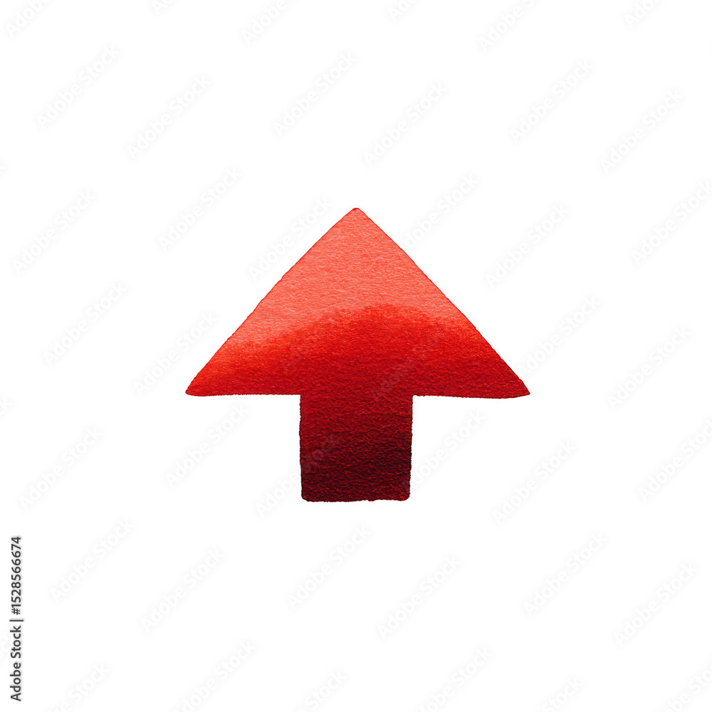 Aufkleber vibrant red arrow pointing upwards, symbolizing direction and progress. arrow has textured appearanc
