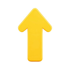 Bright yellow upward arrow icon on transparency background, symbolizing direction or progress. simple design conveys sense of positivity and movement