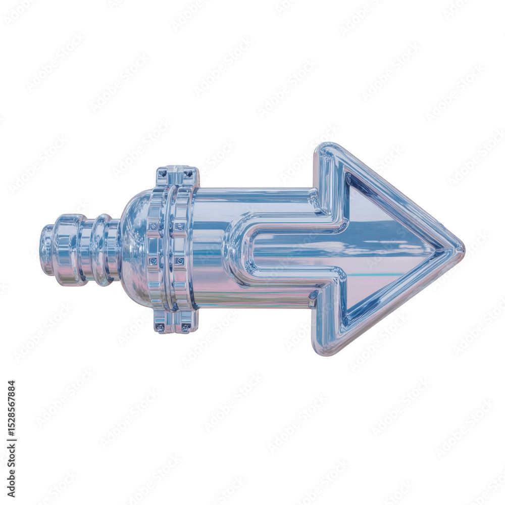 Aufkleber shiny, metallic arrow with futuristic design points to right, featuring intricate details and reflec