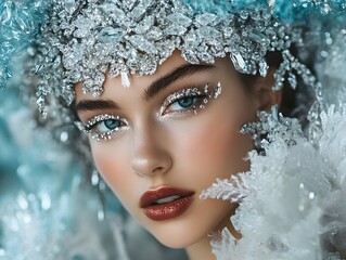 18. High-fashion model with crystal accessories in a surreal set