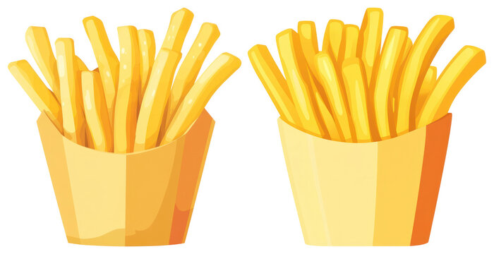 PNG Crispy golden fries delight, element set on transparent background