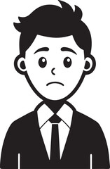 Sad businessman silhouette icon isolated on white background