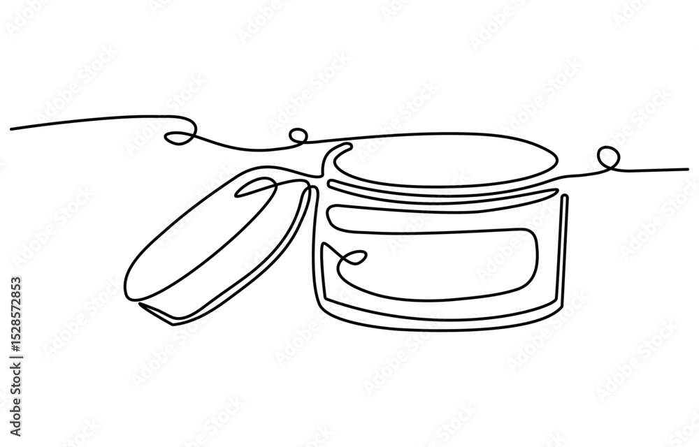 Poster moisturizer web banner with continuous line icon.cream glass jar mockup featuring smart object editi