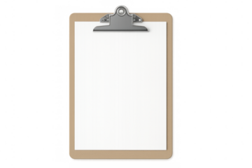 Blank white clipboard hovering against transparent backdrop, waiting for key details and annotations