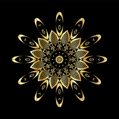 Elegant Gold Mandala on Black Background