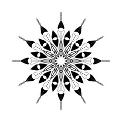 Floral Black and White Mandala with Ornamental Petals 