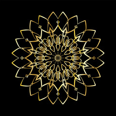 Elegant Gold Mandala on Black Background