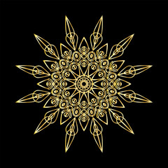 Elegant Gold Mandala on Black Background