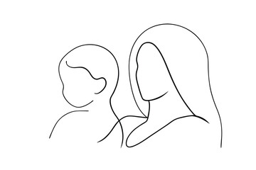 Mother and child line drawing minimalist illustration